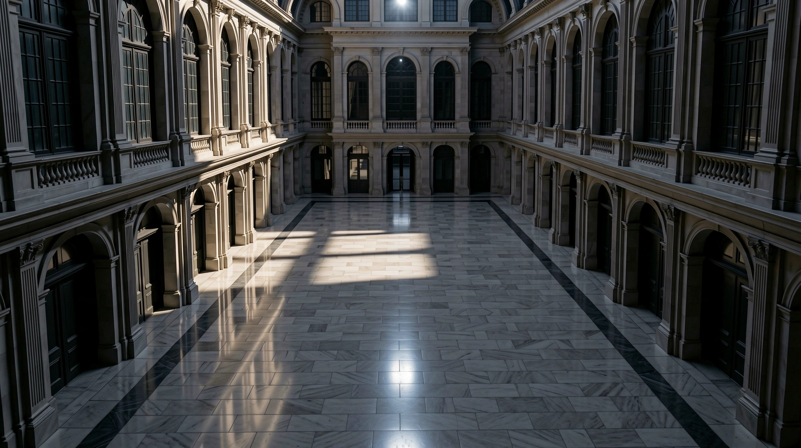 Bolsa de Comercio vacía por la noche